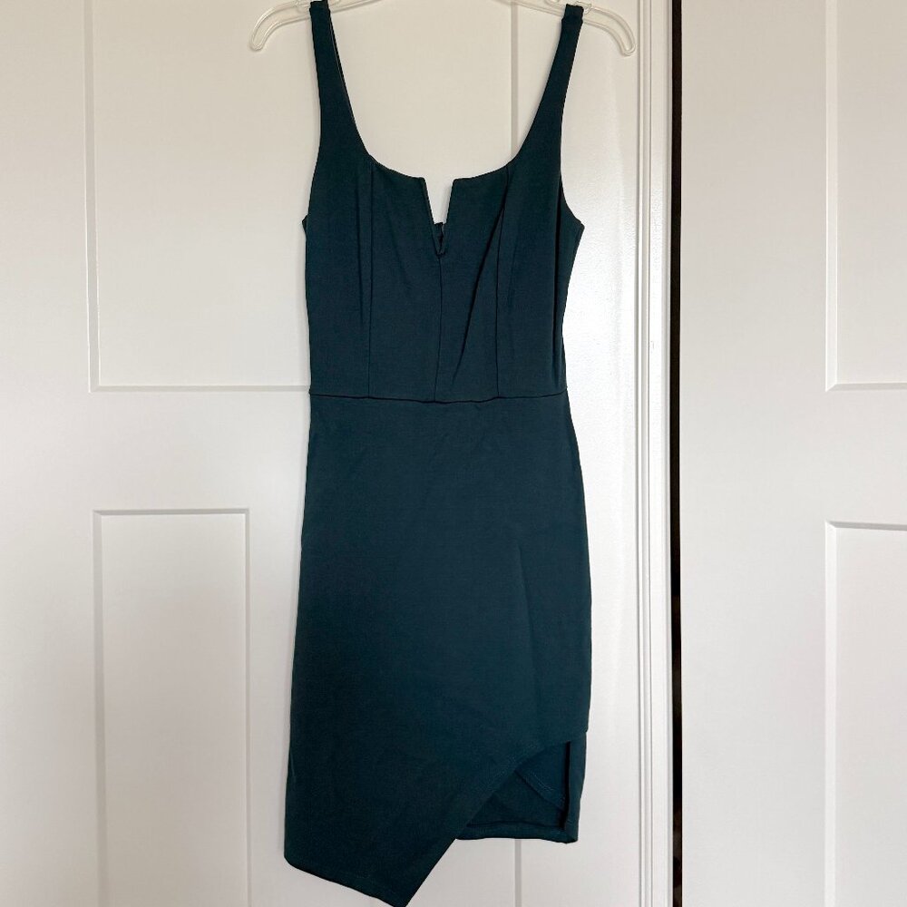 Soprano Women’s Asymmetrical Body-Con Dress Teal Size S